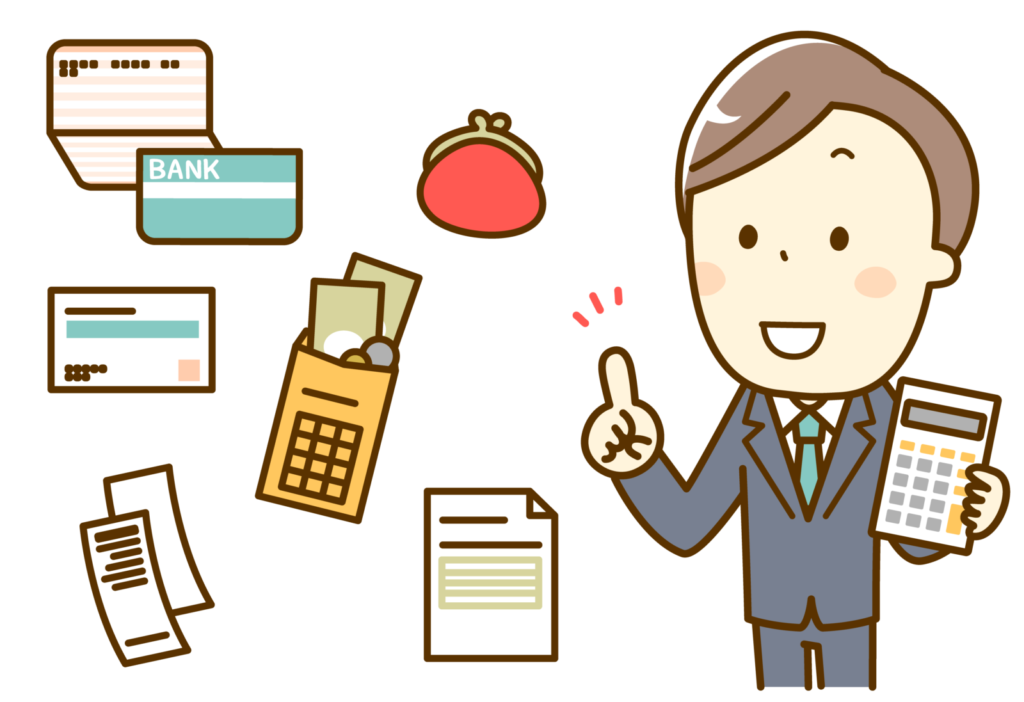 電卓を持っている男性のイラスト